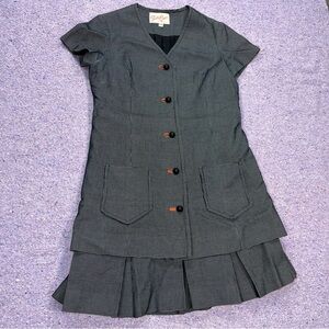 Shelly Cooper Vintage 1960s Pleated Black/White Pattern Knee Length Dress Sz 12